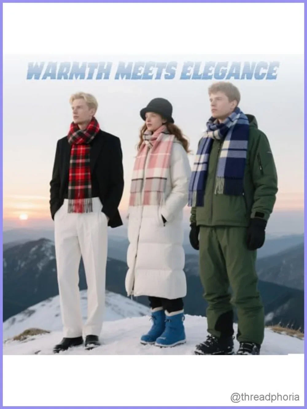 100% Wool Plaid Scarf for Men Women Tartan Wrap Shawl